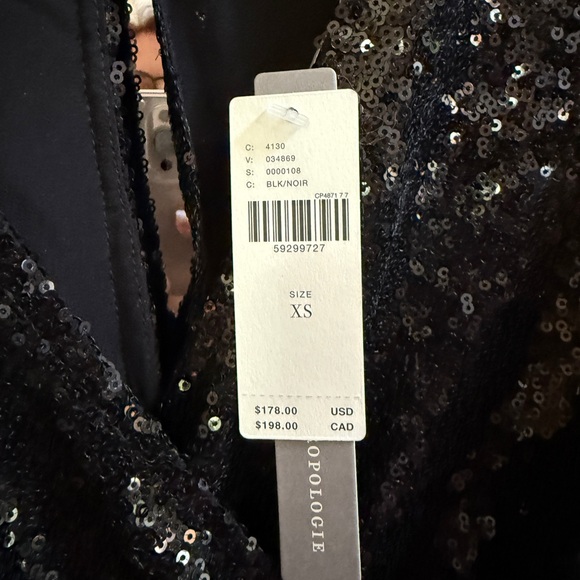 Anthropologie Sequin Mini Wrap Dress in Black XS - Picture 10 of 16